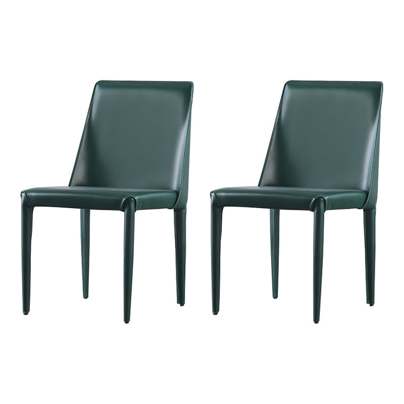 Designer Style Leather Restaurant Chair Matte Finish Parsons Dining Chair (Set of 2) Blackish Green Clearhalo ' kitchen&dining_furn' 'Dining Chairs' 'Dining Tables & Seating' 'dining_chair' 'furn' 'furn_dining_chair' 'Furniture' 'furniture_dining_chair' 'Kitchen & Dining Furniture' 'kitchen' 3859571