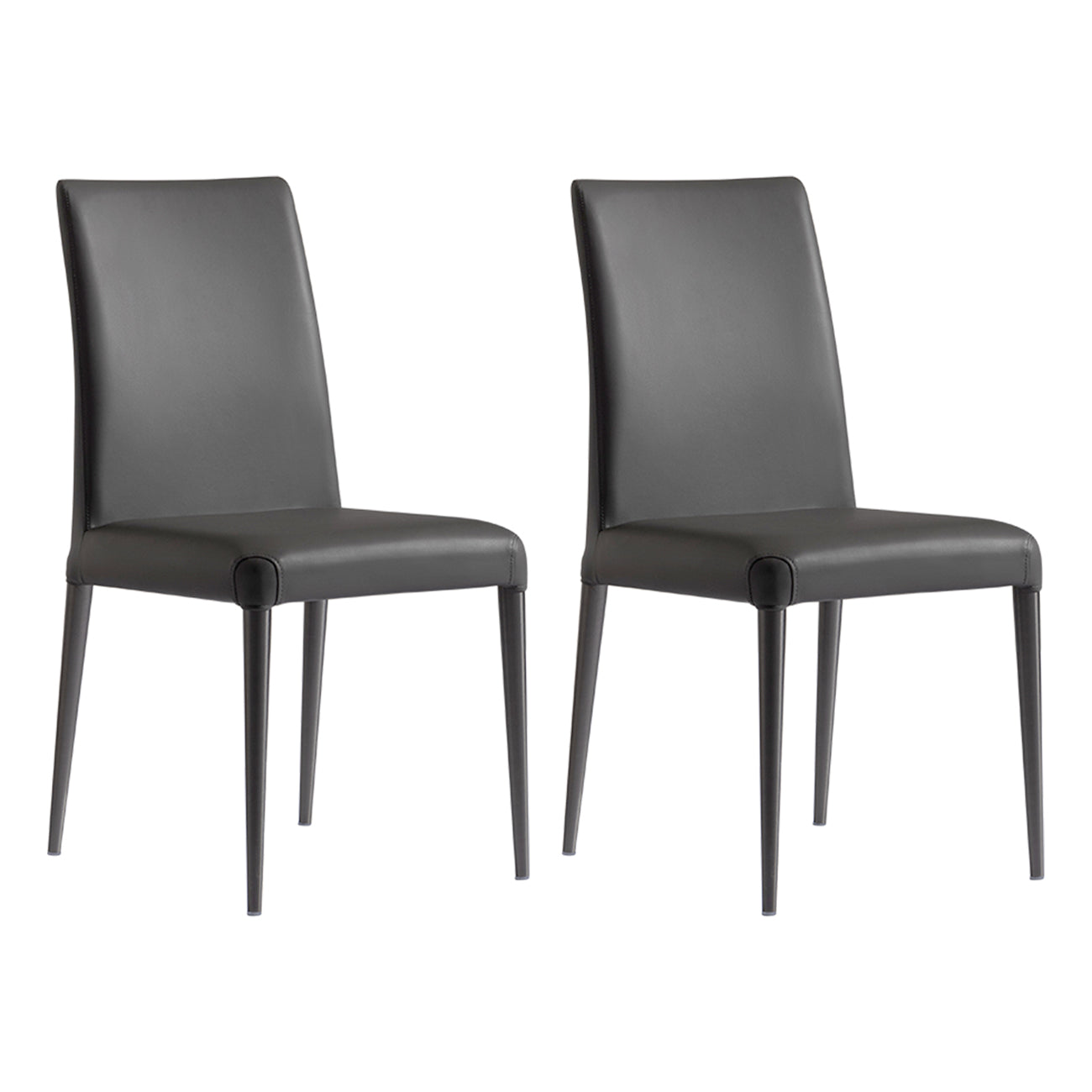 Modern Style Armless Dining Chair Leather Upholstered Solid Back Dining Chairs (Set of 2) Grey Clearhalo ' kitchen&dining_furn' 'Dining Chairs' 'Dining Tables & Seating' 'dining_chair' 'furn' 'furn_dining_chair' 'Furniture' 'furniture_dining_chair' 'Kitchen & Dining Furniture' 'kitchen' 3859638