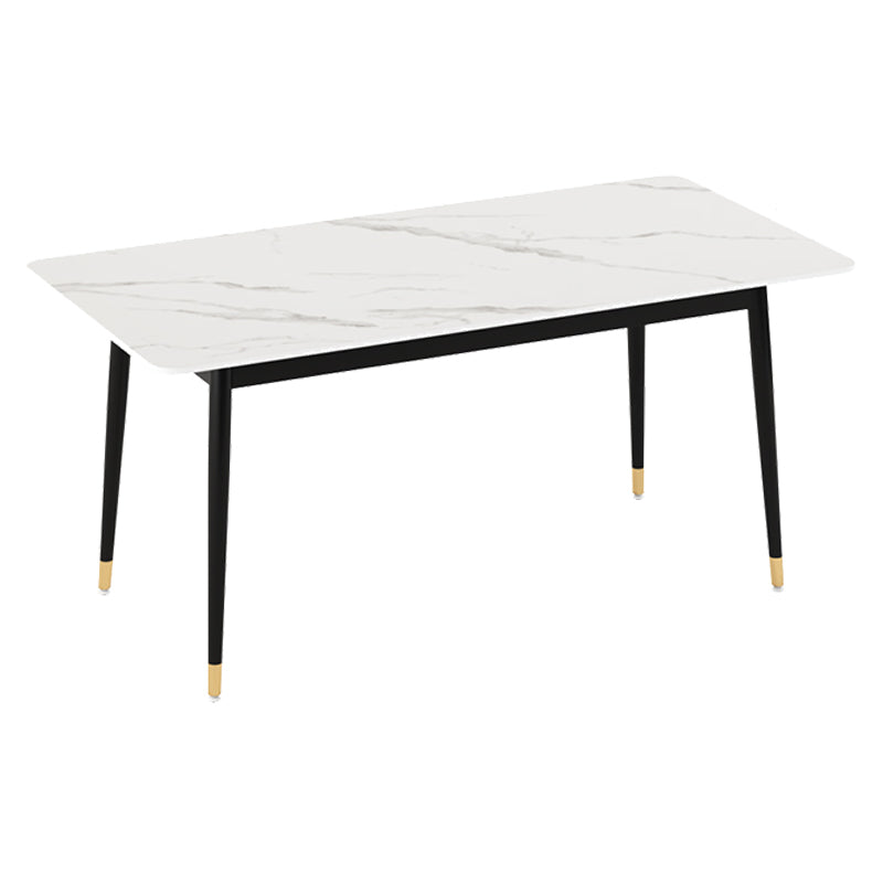 Industrial Home Sintered Stone Dining Table 4 Legs Base Rectangle Table White Without Chairs Clearhalo ' dining_table' 'Dining Tables & Seating' 'Dining Tables' 'furn' 'furn_dining_table' 'Furniture' 'furniture_dining_table' 'Kitchen & Dining Furniture' 'kitchen&dining_furn' 'kitchen' 'kitchen_dining_table' 3864505