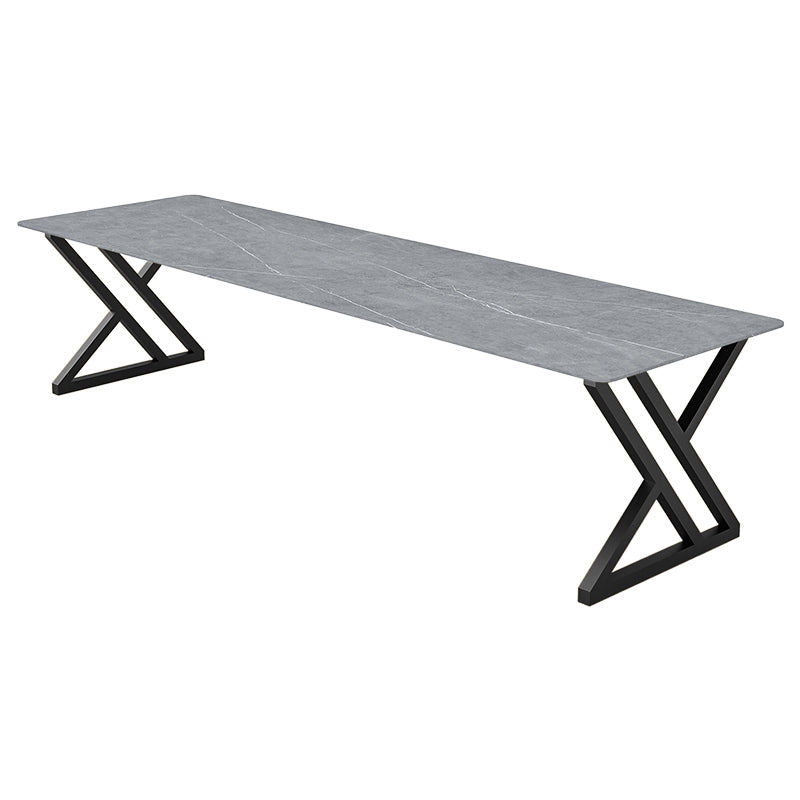 Rectangle Dinette Table Industrial Stone Dinner Room Kitchen Table for Indoor Black Without Chairs Clearhalo ' dining_table' 'Dining Tables & Seating' 'Dining Tables' 'furn' 'furn_dining_table' 'Furniture' 'furniture_dining_table' 'Kitchen & Dining Furniture' 'kitchen&dining_furn' 'kitchen' 'kitchen_dining_table' 3864747