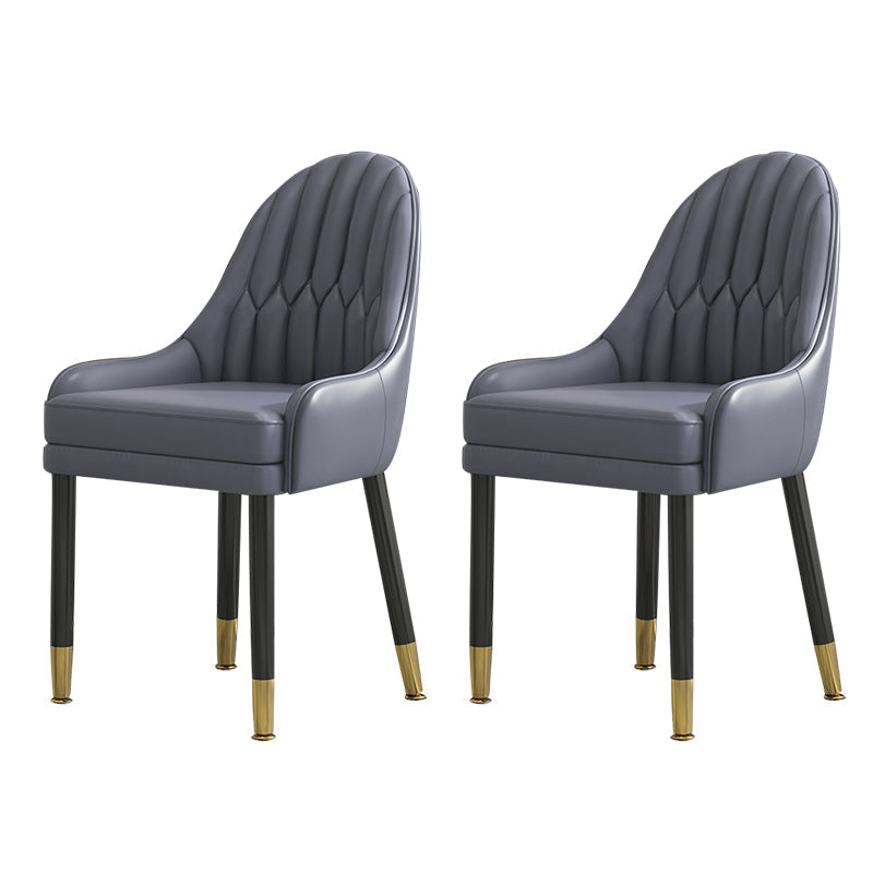 Glam Wood Dining Room Chairs Faux Leather Dining Arm Chairs for Home Use (Set of 2) Grey Clearhalo ' kitchen&dining_furn' 'Dining Chairs' 'Dining Tables & Seating' 'dining_chair' 'furn' 'furn_dining_chair' 'Furniture' 'furniture_dining_chair' 'Kitchen & Dining Furniture' 'kitchen' 3870613