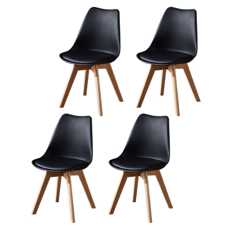 Contemporary Wood Dining Room Chairs Faux Leather Dining Armless Chairs for Home Use Black Set of 4 Clearhalo ' kitchen&dining_furn' 'Dining Chairs' 'Dining Tables & Seating' 'dining_chair' 'Furniture' 'furniture_dining_chair' 'Kitchen & Dining Furniture' 'kitchen' 3870673