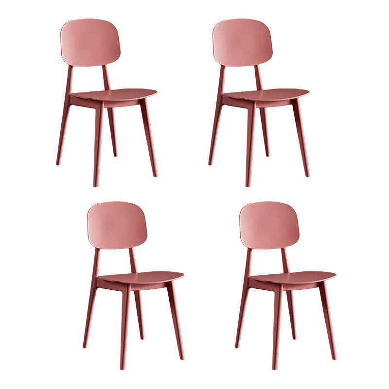Scandinavian Plastic Armless Dining Chairs Open Back Side Chair (Set of 4) Pink Clearhalo ' kitchen&dining_furn' 'Dining Chairs' 'Dining Tables & Seating' 'dining_chair' 'furn' 'furn_dining_chair' 'Furniture' 'furniture_dining_chair' 'Kitchen & Dining Furniture' 'kitchen' 3870892