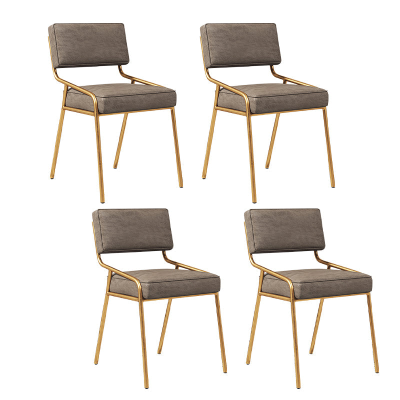 Scandinavian Home Side Chair Upholstered Metal Open Back Dining Room Chair Grey 4 Piece Set Brass Gold Clearhalo ' kitchen&dining_furn' 'Dining Chairs' 'Dining Tables & Seating' 'dining_chair' 'furn' 'furn_dining_chair' 'Furniture' 'furniture_dining_chair' 'Kitchen & Dining Furniture' 'kitchen' 3870974