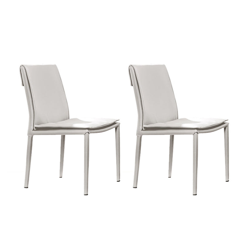 Modern Style Side Chair Home Solid Back Metal Upholstered Dining Room Chair (Set of 2) White Clearhalo ' kitchen&dining_furn' 'Dining Chairs' 'Dining Tables & Seating' 'dining_chair' 'furn' 'furn_dining_chair' 'Furniture' 'furniture_dining_chair' 'Kitchen & Dining Furniture' 'kitchen' 3871049
