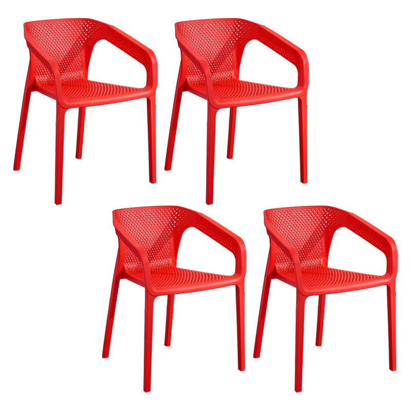 Contemporary Dining Room Chairs Plastic Dining Arm Chair for Home Use (Set of 4) Red Clearhalo ' kitchen&dining_furn' 'Dining Chairs' 'Dining Tables & Seating' 'dining_chair' 'furn' 'furn_dining_chair' 'Furniture' 'furniture_dining_chair' 'Kitchen & Dining Furniture' 'kitchen' 3871335