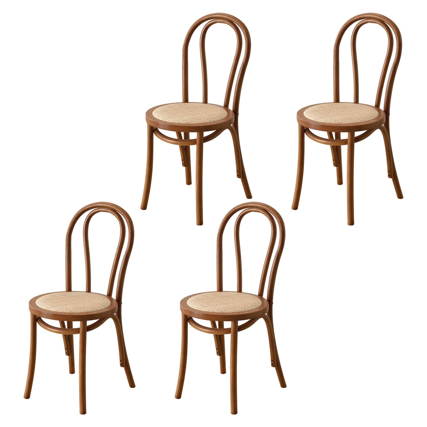 Contemporary Style Solid Wood Chair Windsor Back Side Kitchen Dining Chairs Brown Wicker & Rattan 4 Piece Set Clearhalo ' kitchen&dining_furn' 'Dining Chairs' 'Dining Tables & Seating' 'dining_chair' 'furn' 'furn_dining_chair' 'Furniture' 'furniture_dining_chair' 'Kitchen & Dining Furniture' 'kitchen' 3871747