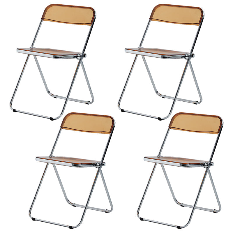 Contemporary Metal Home Side Chair Folding Open Back Dining Side Chair Brown 4 Piece Set Clearhalo ' kitchen&dining_furn' 'Dining Chairs' 'Dining Tables & Seating' 'dining_chair' 'furn' 'furn_dining_chair' 'Furniture' 'furniture_dining_chair' 'Kitchen & Dining Furniture' 'kitchen' 3871795