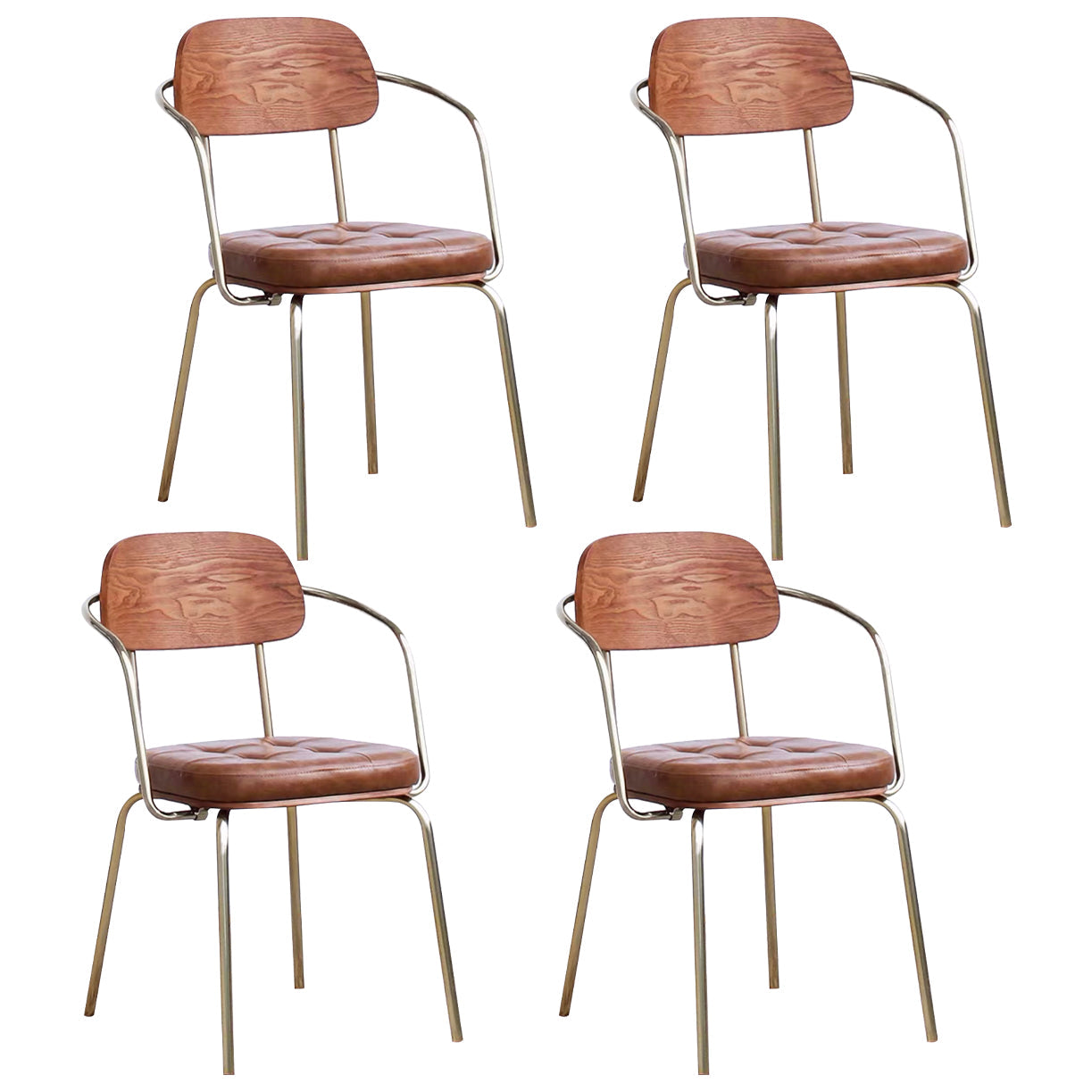 Industrial Style PU Leather Dining Chairs Open Back Dining Armless Side Chairs Dark Brown 4 Piece Set Clearhalo ' kitchen&dining_furn' 'Dining Chairs' 'Dining Tables & Seating' 'dining_chair' 'furn' 'furn_dining_chair' 'Furniture' 'furniture_dining_chair' 'Kitchen & Dining Furniture' 'kitchen' 3871921