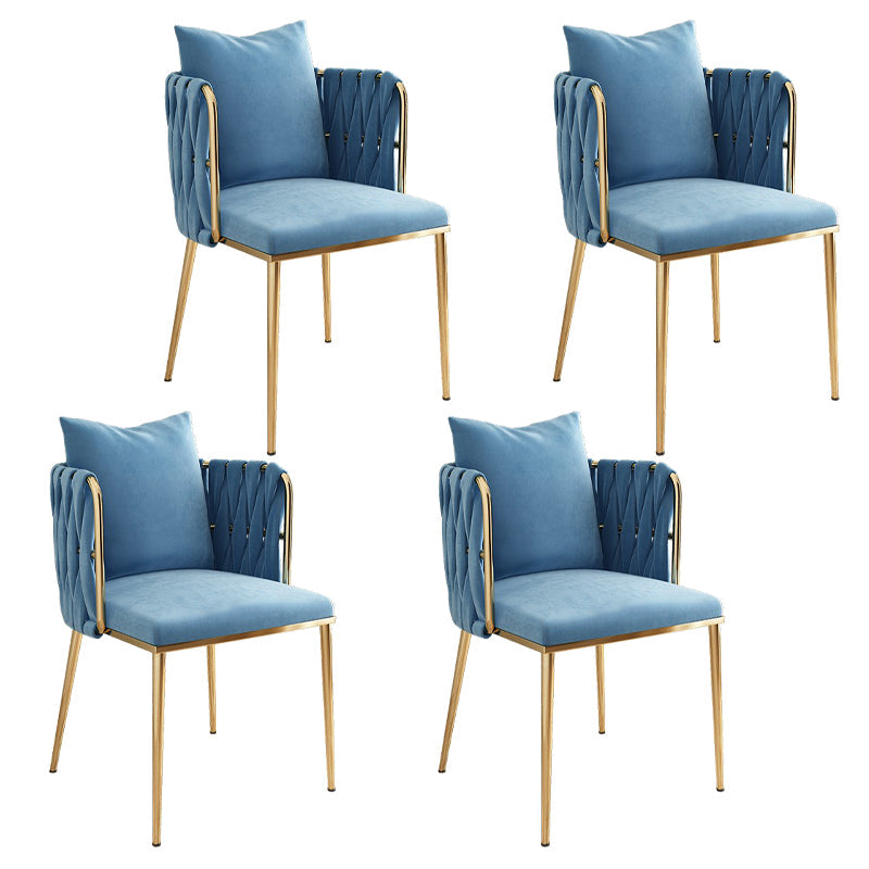 Contemporary Metal Dining Room Chairs Velvet Armless Dining Chairs for Home Use Light Blue 4 Piece Set Clearhalo ' kitchen&dining_furn' 'Dining Chairs' 'Dining Tables & Seating' 'dining_chair' 'furn' 'furn_dining_chair' 'Furniture' 'furniture_dining_chair' 'Kitchen & Dining Furniture' 'kitchen' 3872037