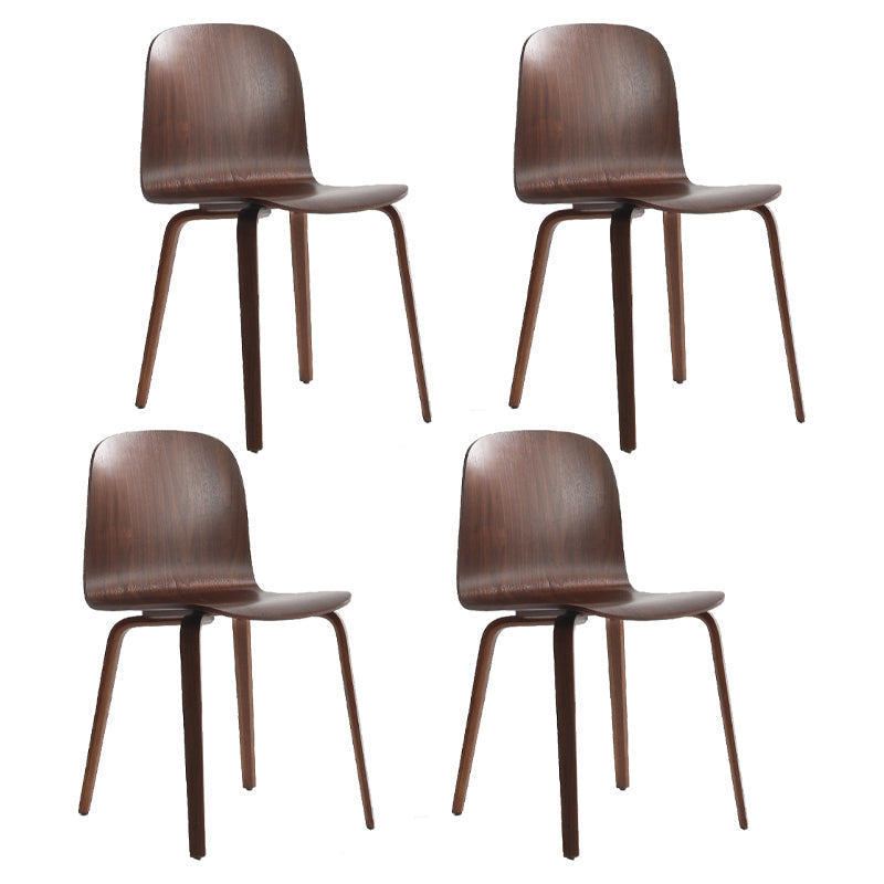 Modern Style Dining Side Chair Armless Solid Back Chair with Wooden Legs for Kitchen Walnut 4 Piece Set Clearhalo ' kitchen&dining_furn' 'Dining Chairs' 'Dining Tables & Seating' 'dining_chair' 'furn' 'furn_dining_chair' 'Furniture' 'furniture_dining_chair' 'Kitchen & Dining Furniture' 'kitchen' 3872245