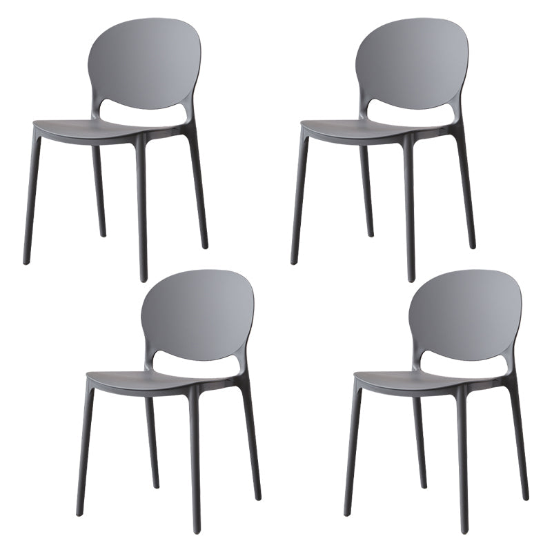 Scandinavian Plastic Dining Side Chair Open Back Matte Finish Dining Chair Dark Gray 4 Piece Set Clearhalo ' kitchen&dining_furn' 'Dining Chairs' 'Dining Tables & Seating' 'dining_chair' 'furn' 'furn_dining_chair' 'Furniture' 'furniture_dining_chair' 'Kitchen & Dining Furniture' 'kitchen' 3872263