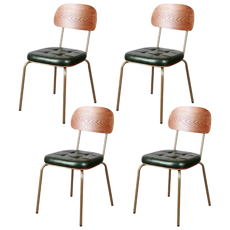 Industrial Style PU Leather Dining Chairs Open Back Dining Arm Side Chairs for Home Blackish Green 4 Piece Set Clearhalo ' kitchen&dining_furn' 'Dining Chairs' 'Dining Tables & Seating' 'dining_chair' 'furn' 'furn_dining_chair' 'Furniture' 'furniture_dining_chair' 'Kitchen & Dining Furniture' 'kitchen' 3872399