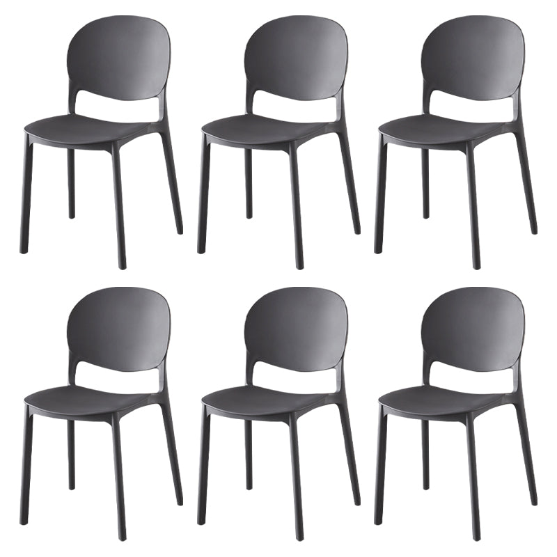 Contemporary Plastic Dining Side Chair Matte Finish Open Back Dining Side Chair Dark Gray 6 Piece Set Clearhalo ' kitchen&dining_furn' 'Dining Chairs' 'Dining Tables & Seating' 'dining_chair' 'furn' 'furn_dining_chair' 'Furniture' 'furniture_dining_chair' 'Kitchen & Dining Furniture' 'kitchen' 3876490