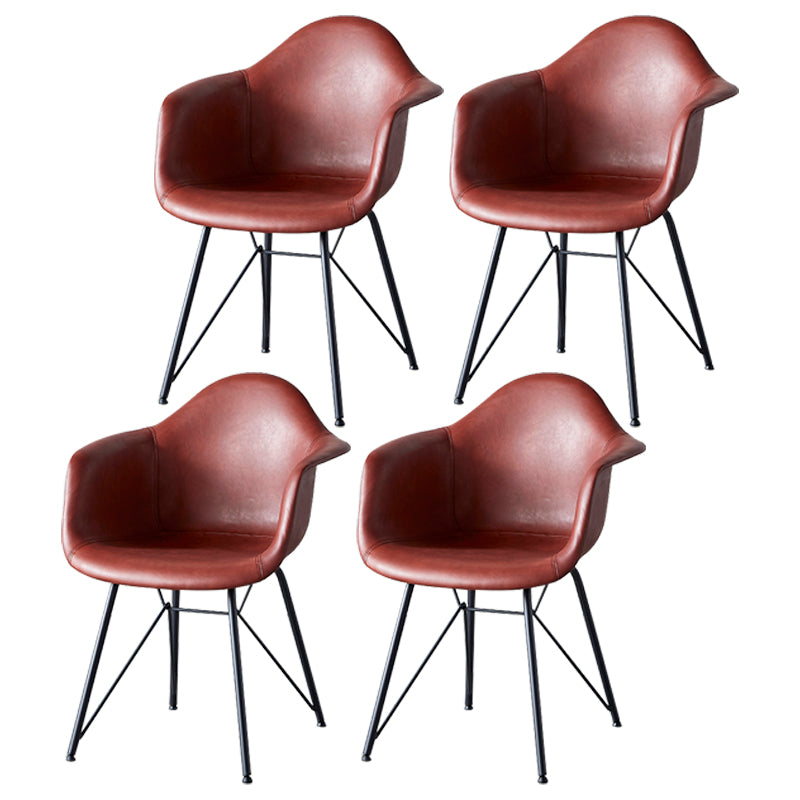 Contemporary Metal Dining Chairs Upholstered Linen Fabric Dining Chair for Restaurant Red Set of 4 Clearhalo ' kitchen&dining_furn' 'Dining Chairs' 'Dining Tables & Seating' 'dining_chair' 'Furniture' 'furniture_dining_chair' 'Kitchen & Dining Furniture' 'kitchen' 3885230