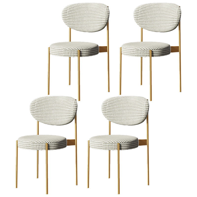 Home Scandinavian Side Chair Upholstered Metal Open Back Dining Room Chair Gray-White 4 Piece Set Clearhalo ' kitchen&dining_furn' 'Dining Chairs' 'Dining Tables & Seating' 'dining_chair' 'furn' 'furn_dining_chair' 'Furniture' 'furniture_dining_chair' 'Kitchen & Dining Furniture' 'kitchen' 3885364