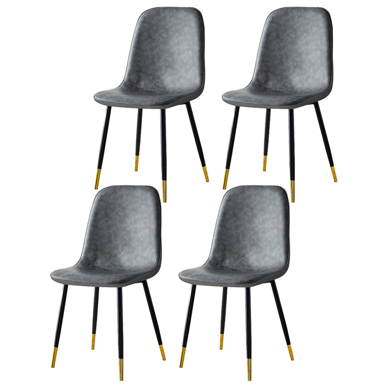 Scandinavian Home Side Chair Metal Solid Back Upholstered Dining Room Chair Dark Gray 4 Piece Set Brass Gold Clearhalo ' kitchen&dining_furn' 'Dining Chairs' 'Dining Tables & Seating' 'dining_chair' 'furn' 'furn_dining_chair' 'Furniture' 'furniture_dining_chair' 'Kitchen & Dining Furniture' 'kitchen' 3885400