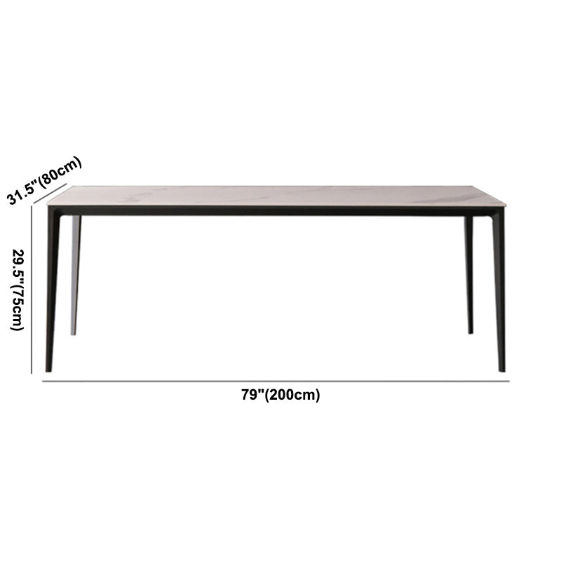 Metal Contemporary Rectangular Table Sintered Stone Dining Table with Metal Legs Clearhalo ' dining_table' 'Dining Tables & Seating' 'Dining Tables' 'furn' 'furn_dining_table' 'Furniture' 'furniture_dining_table' 'Kitchen & Dining Furniture' 'kitchen&dining_furn' 'kitchen' 'kitchen_dining_table' 3900636