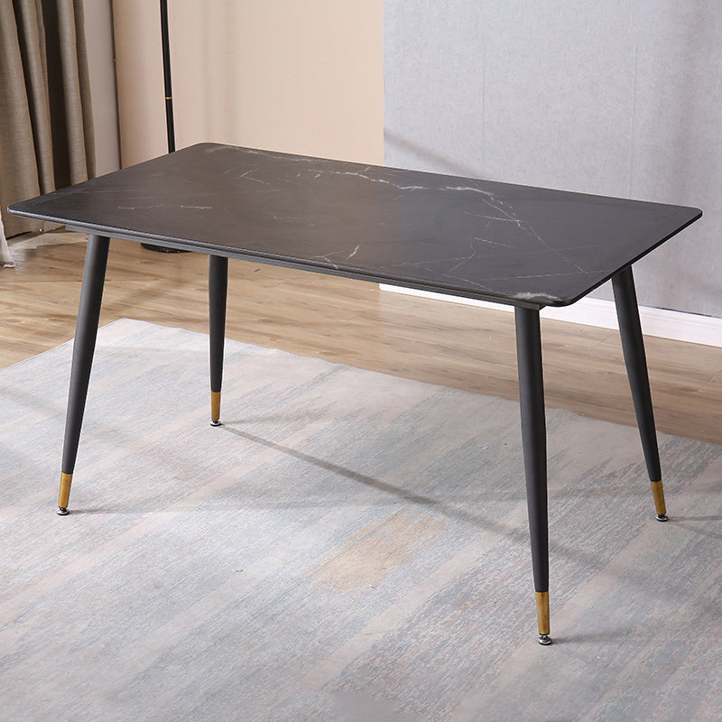 Metal Industrial Rectangle Table Sintered Stone Table for Kitchen and Dining Room Black Without Chairs Clearhalo ' dining_table' 'Dining Tables & Seating' 'Dining Tables' 'furn' 'furn_dining_table' 'Furniture' 'furniture_dining_table' 'Kitchen & Dining Furniture' 'kitchen&dining_furn' 'kitchen' 'kitchen_dining_table' 3900789