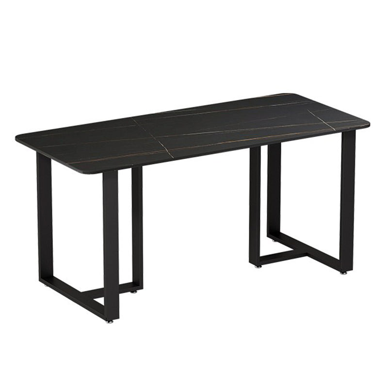 Industrial Rectangle Dining Table Sintered Stone Table with Double Pedestal for Dining Room Black Without Chairs Clearhalo ' dining_table' 'Dining Tables & Seating' 'Dining Tables' 'furn' 'furn_dining_table' 'Furniture' 'furniture_dining_table' 'Kitchen & Dining Furniture' 'kitchen&dining_furn' 'kitchen' 'kitchen_dining_table' 3901509