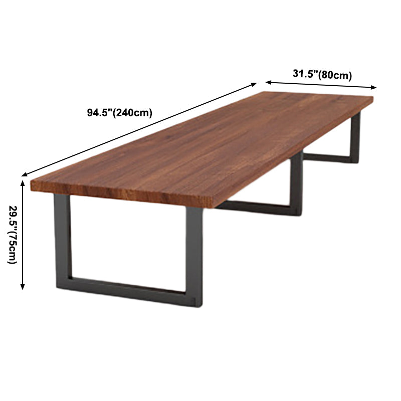 Metal Industrial Rectangle Dining Table Solid Wood Table for Dining Room Clearhalo ' dining_table' 'Dining Tables & Seating' 'Dining Tables' 'furn' 'furn_dining_table' 'Furniture' 'furniture_dining_table' 'Kitchen & Dining Furniture' 'kitchen&dining_furn' 'kitchen' 'kitchen_dining_table' 3901759