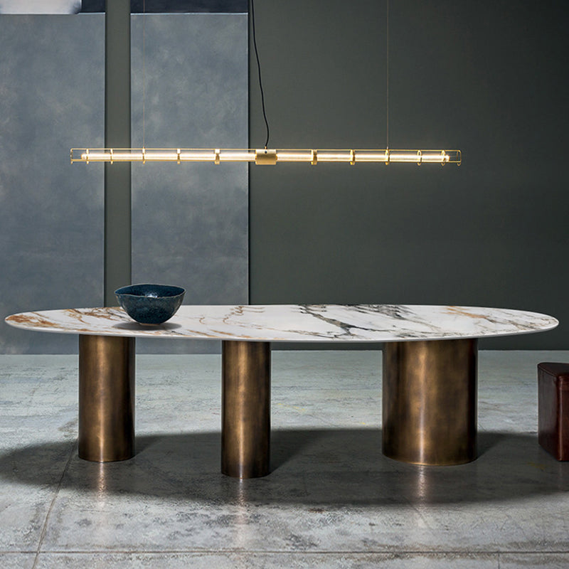 Oval Sintered Stone Dining Table Luxury Kitchen Table with Metal 3 Legs Clearhalo ' dining_table' 'Dining Tables & Seating' 'Dining Tables' 'furn' 'furn_dining_table' 'Furniture' 'furniture_dining_table' 'Kitchen & Dining Furniture' 'kitchen&dining_furn' 'kitchen' 'kitchen_dining_table' 3901781