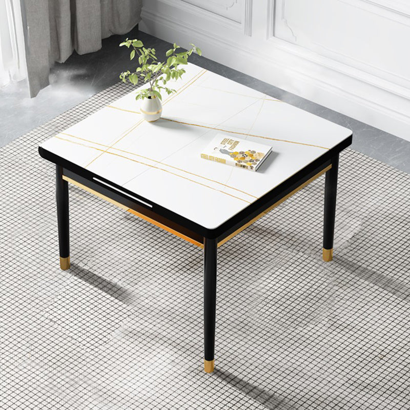 Industrial Style Stone 31.5''Dining Table Square 4 Legs Table for Dining Room White Without Chairs Clearhalo ' dining_table' 'Dining Tables & Seating' 'Dining Tables' 'furn' 'furn_dining_table' 'Furniture' 'furniture_dining_table' 'Kitchen & Dining Furniture' 'kitchen&dining_furn' 'kitchen' 'kitchen_dining_table' 3902275
