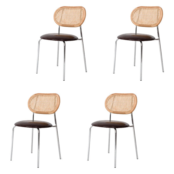 Contemporary Style Metal Chairs Set Open Back Side Dining Room Kitchen Chair Light Tan 4 Piece Set Clearhalo ' kitchen&dining_furn' 'Dining Chairs' 'Dining Tables & Seating' 'dining_chair' 'furn' 'furn_dining_chair' 'Furniture' 'furniture_dining_chair' 'Kitchen & Dining Furniture' 'kitchen' 3909122