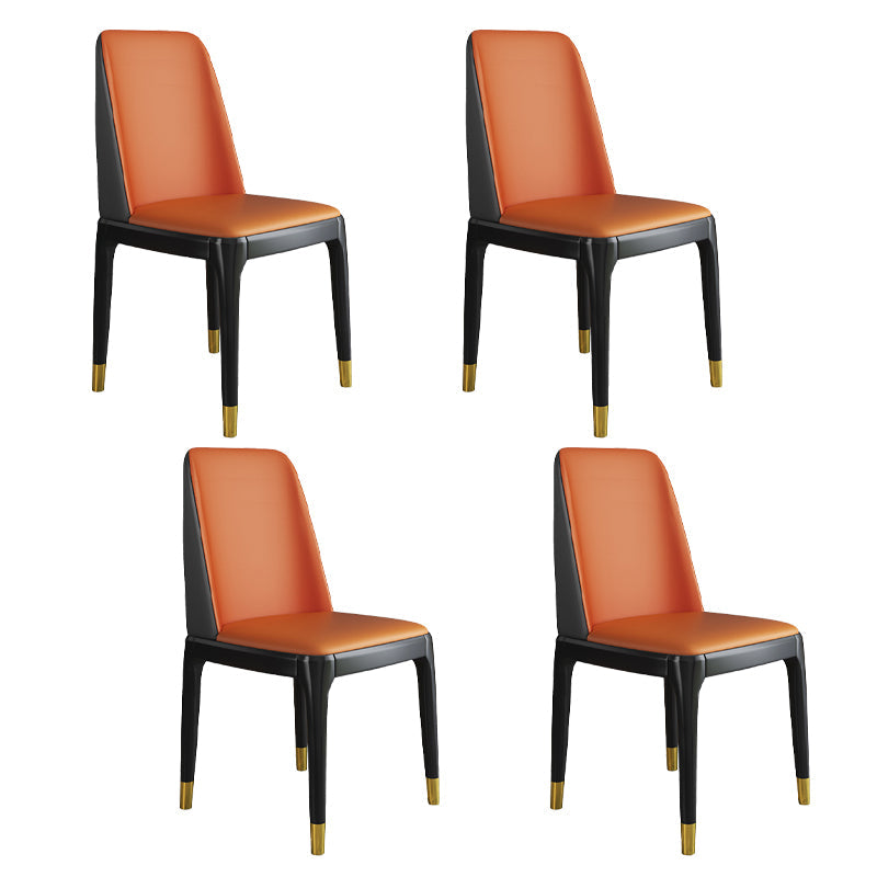 Scandinavian Style Wood Dining Chair Armless Solid Back Dining Chair Orange 4 Piece Set Black Gold Clearhalo ' kitchen&dining_furn' 'Dining Chairs' 'Dining Tables & Seating' 'dining_chair' 'furn' 'furn_dining_chair' 'Furniture' 'furniture_dining_chair' 'Kitchen & Dining Furniture' 'kitchen' 3909738