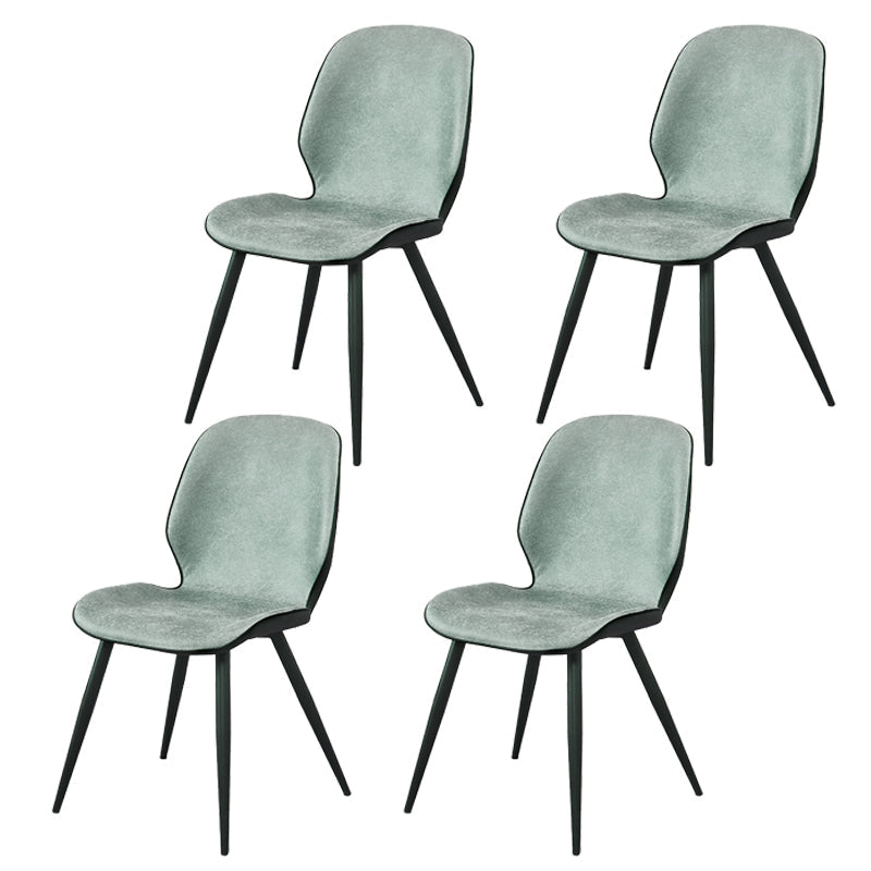 Contemporary Leather Dining Chairs Wingback Armless Chair with Metal Legs for Restaurant Green-Black 4 Piece Set Clearhalo ' kitchen&dining_furn' 'Dining Chairs' 'Dining Tables & Seating' 'dining_chair' 'furn' 'furn_dining_chair' 'Furniture' 'furniture_dining_chair' 'Kitchen & Dining Furniture' 'kitchen' 3909771