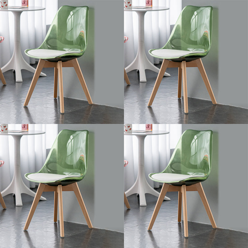 Scandinavian Style Leather Dining Chairs Solid Back Chairs with Wooden Legs Green Set of 4 Clearhalo ' kitchen&dining_furn' 'Dining Chairs' 'Dining Tables & Seating' 'dining_chair' 'Furniture' 'furniture_dining_chair' 'Kitchen & Dining Furniture' 'kitchen' 3910113