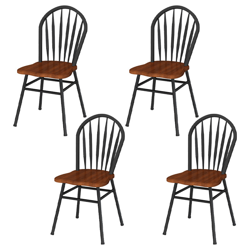 Contemporary Style Metal Dining Room Chairs Windsor Back Armless Chairs for Kitchen (Set of 4) Black Clearhalo ' kitchen&dining_furn' 'Dining Chairs' 'Dining Tables & Seating' 'dining_chair' 'furn' 'furn_dining_chair' 'Furniture' 'furniture_dining_chair' 'Kitchen & Dining Furniture' 'kitchen' 3910212