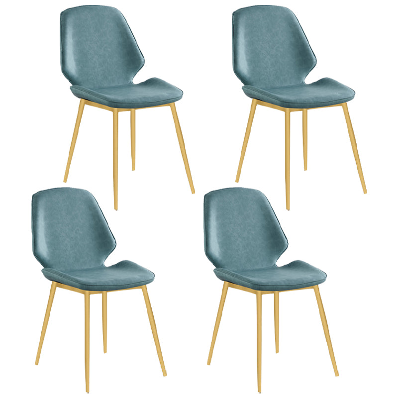 Contemporary Style Metal Dining Chair Dining Wingback Armless Side Chairs for Kitchen Dark Blue 4 Piece Set Brass Gold Clearhalo ' kitchen&dining_furn' 'Dining Chairs' 'Dining Tables & Seating' 'dining_chair' 'furn' 'furn_dining_chair' 'Furniture' 'furniture_dining_chair' 'Kitchen & Dining Furniture' 'kitchen' 3910458