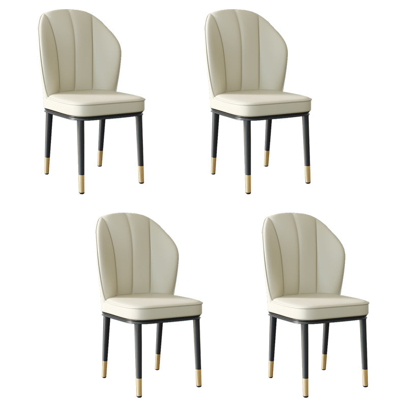 Contemporary Metal Side Chair Dining Room Armless Cushion Wingback Chair Off-White 4 Piece Set Clearhalo ' kitchen&dining_furn' 'Dining Chairs' 'Dining Tables & Seating' 'dining_chair' 'furn' 'furn_dining_chair' 'Furniture' 'furniture_dining_chair' 'Kitchen & Dining Furniture' 'kitchen' 3910818