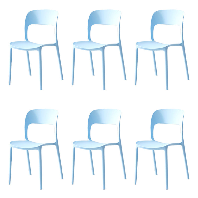 Contemporary Plastic Dining Room Chairs Open Back Dining Side Chair for Restaurant Use Blue 6 Piece Set Clearhalo ' kitchen&dining_furn' 'Dining Chairs' 'Dining Tables & Seating' 'dining_chair' 'furn' 'furn_dining_chair' 'Furniture' 'furniture_dining_chair' 'Kitchen & Dining Furniture' 'kitchen' 3910853