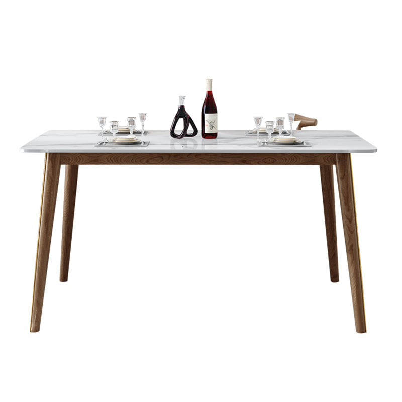 Sintered Stone Dining Table 4 Legs Ash Wood Base Rectangle Table for Home White Without Chairs Clearhalo ' dining_table' 'Dining Tables & Seating' 'Dining Tables' 'furn' 'furn_dining_table' 'Furniture' 'furniture_dining_table' 'Kitchen & Dining Furniture' 'kitchen&dining_furn' 'kitchen' 'kitchen_dining_table' 3922694