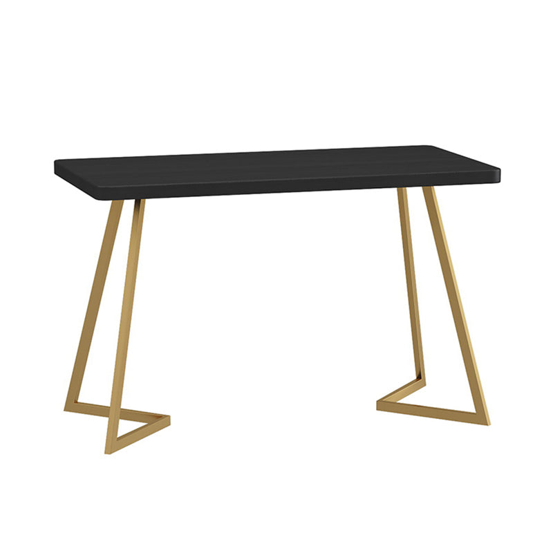 Industrial Dining Table Double Metal Pedestal Table with Black Tabletop Gold 47.2"L x 23.6"W x 29.5"H Without Chairs Clearhalo ' dining_table' 'Dining Tables & Seating' 'Dining Tables' 'furn' 'furn_dining_table' 'Furniture' 'furniture_dining_table' 'Kitchen & Dining Furniture' 'kitchen&dining_furn' 'kitchen' 'kitchen_dining_table' 3923040