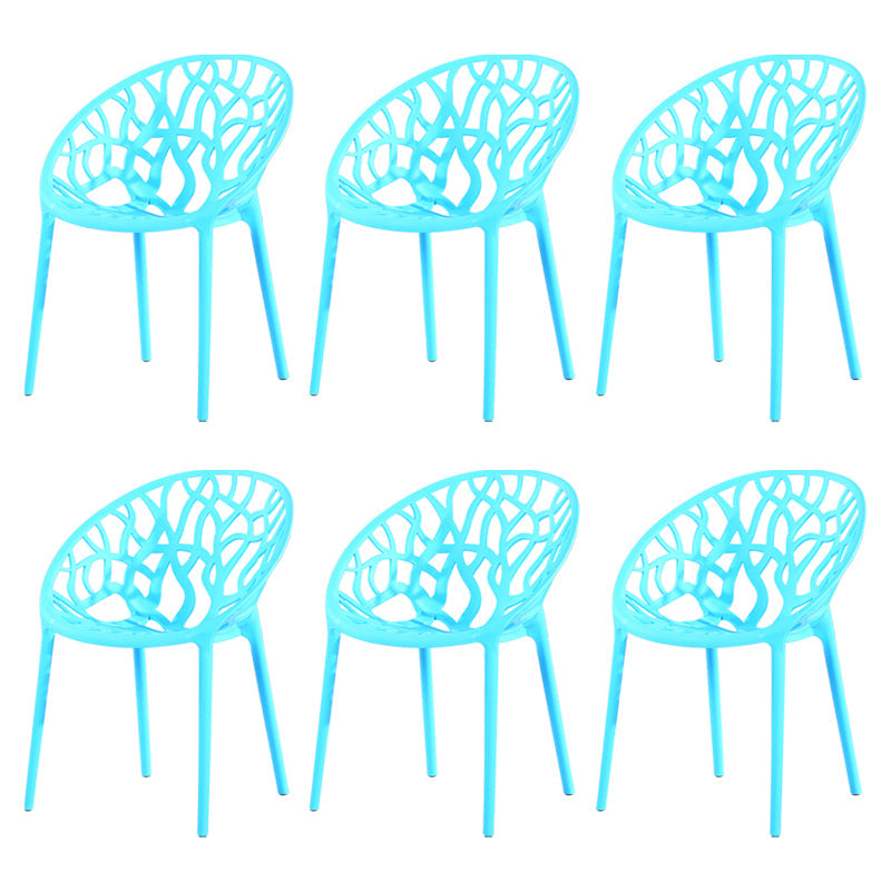 Contemporary Plastic Dining Room Chairs Armless Open Back Dining Side Chair for Restaurant Blue 6 Piece Set Clearhalo ' kitchen&dining_furn' 'Dining Chairs' 'Dining Tables & Seating' 'dining_chair' 'furn' 'furn_dining_chair' 'Furniture' 'furniture_dining_chair' 'Kitchen & Dining Furniture' 'kitchen' 3944042