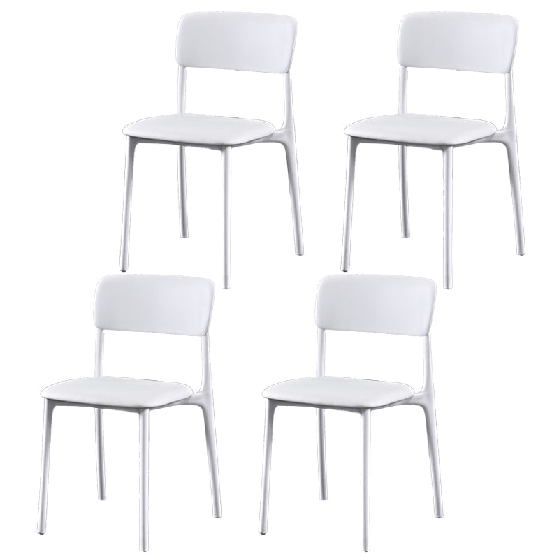 Plastic Scandinavian Restaurant Side Chair Matte Finish Open Dining Chair White Leather 4 Piece Set Clearhalo ' kitchen&dining_furn' 'Dining Chairs' 'Dining Tables & Seating' 'dining_chair' 'furn' 'furn_dining_chair' 'Furniture' 'furniture_dining_chair' 'Kitchen & Dining Furniture' 'kitchen' 3944476