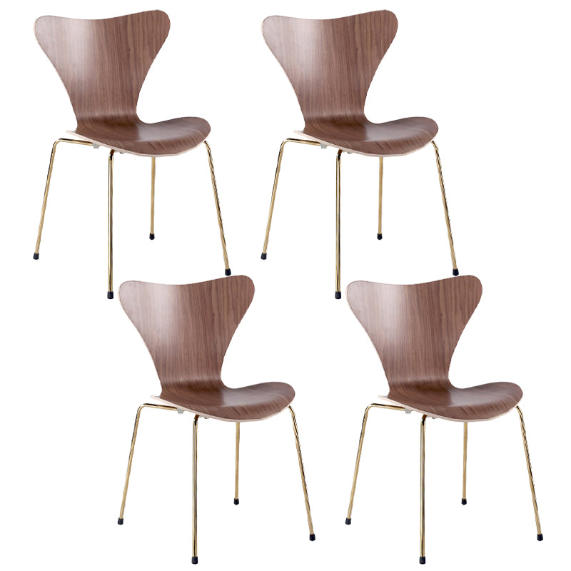 Contemporary Home Side Chair Wingback Wood Dining Room Chair with Metal Legs Walnut 4 Piece Set Clearhalo ' kitchen&dining_furn' 'Dining Chairs' 'Dining Tables & Seating' 'dining_chair' 'furn' 'furn_dining_chair' 'Furniture' 'furniture_dining_chair' 'Kitchen & Dining Furniture' 'kitchen' 3944700