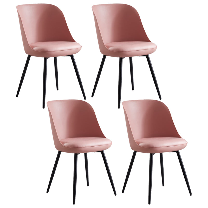 Leather Contemporary Restaurant Side Chair Solid Back Matte Finish Dining Chair Pink 4 Piece Set Clearhalo ' kitchen&dining_furn' 'Dining Chairs' 'Dining Tables & Seating' 'dining_chair' 'furn' 'furn_dining_chair' 'Furniture' 'furniture_dining_chair' 'Kitchen & Dining Furniture' 'kitchen' 3945042