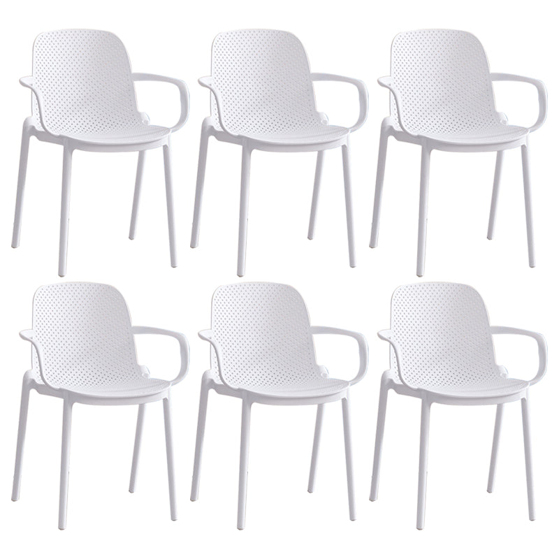 Contemporary Style Plastic Dining Armchairs Solid Back Dining SIde Chair White 6 Piece Set Clearhalo ' kitchen&dining_furn' 'Dining Chairs' 'Dining Tables & Seating' 'dining_chair' 'furn' 'furn_dining_chair' 'Furniture' 'furniture_dining_chair' 'Kitchen & Dining Furniture' 'kitchen' 3950491
