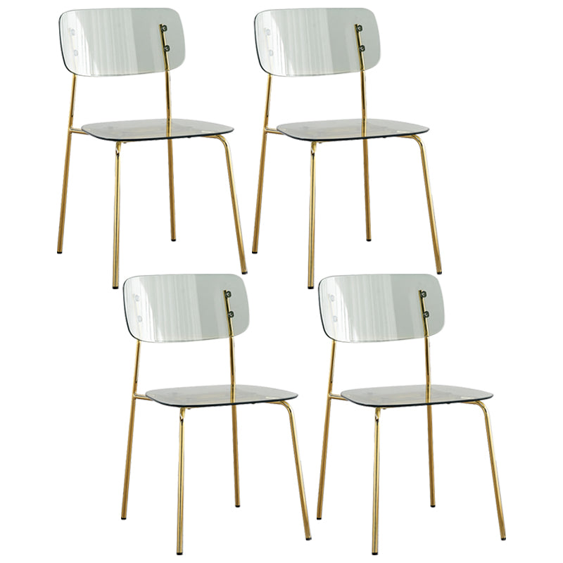 Industrial Style Plastic Dining Armless Chairs Open Back Dining Side Chair for Home Grey 4 Piece Set Brass Gold Clearhalo ' kitchen&dining_furn' 'Dining Chairs' 'Dining Tables & Seating' 'dining_chair' 'furn' 'furn_dining_chair' 'Furniture' 'furniture_dining_chair' 'Kitchen & Dining Furniture' 'kitchen' 3950596