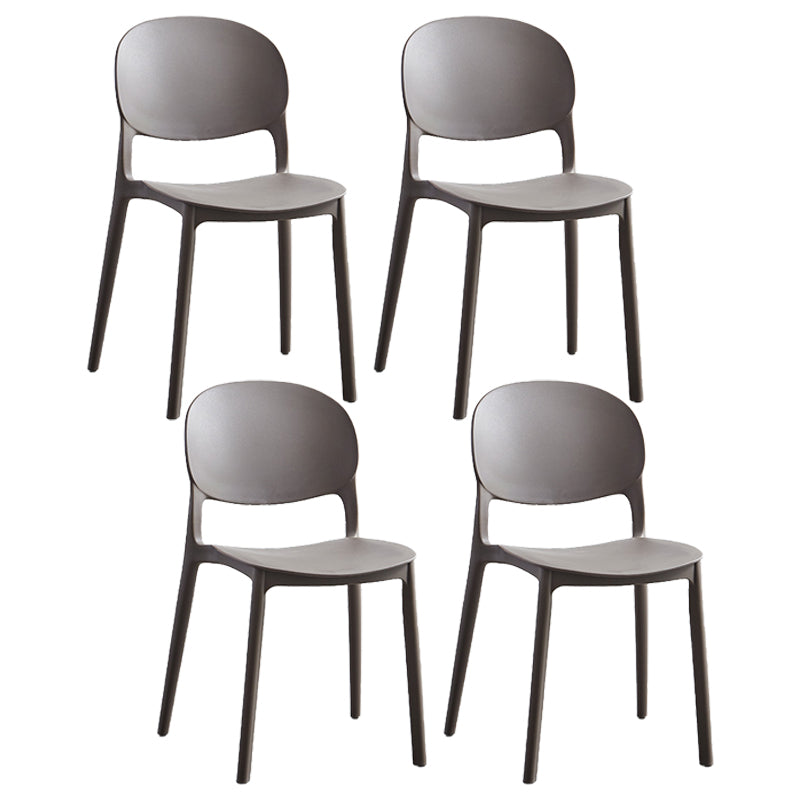Stackable Armless Dining Chairs Plastic Open Back Side Chair (Set of 4) Grey Clearhalo ' kitchen&dining_furn' 'Dining Chairs' 'Dining Tables & Seating' 'dining_chair' 'furn' 'furn_dining_chair' 'Furniture' 'furniture_dining_chair' 'Kitchen & Dining Furniture' 'kitchen' 3950623