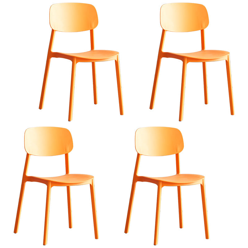 Scandinavian Stackable Armless Dining Chairs Plastic Open Back Side Chair (Set of 4) Orange Clearhalo ' kitchen&dining_furn' 'Dining Chairs' 'Dining Tables & Seating' 'dining_chair' 'furn' 'furn_dining_chair' 'Furniture' 'furniture_dining_chair' 'Kitchen & Dining Furniture' 'kitchen' 3950895