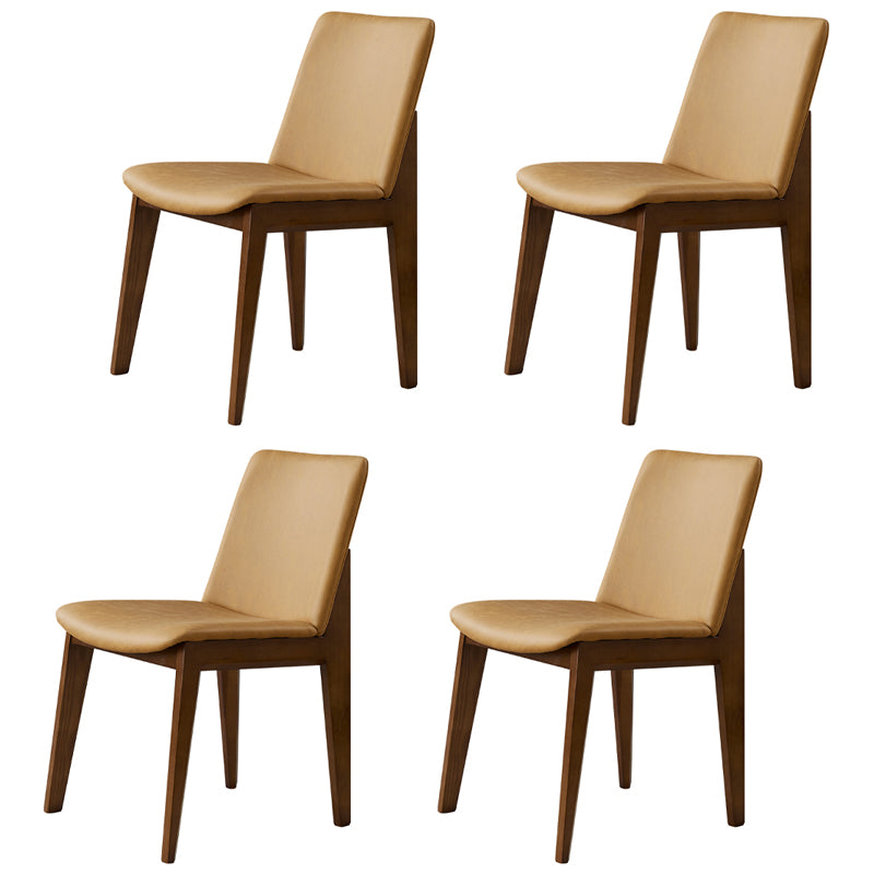 Contemporary Style Wooden Dining Chairs Dining Armless Side Chairs for Kitchen Yellow 4 Piece Set Clearhalo ' kitchen&dining_furn' 'Dining Chairs' 'Dining Tables & Seating' 'dining_chair' 'furn' 'furn_dining_chair' 'Furniture' 'furniture_dining_chair' 'Kitchen & Dining Furniture' 'kitchen' 3951087