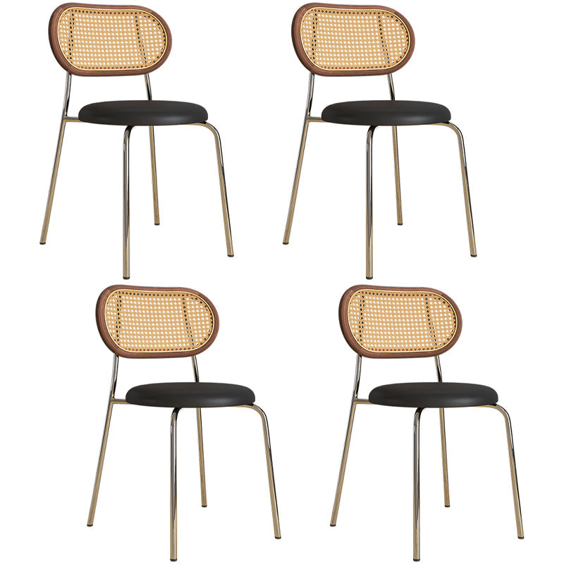Metal Contemporary Style Chair Set Open Back Side Kitchen Dining Room Chairs Gloss Black 4 Piece Set Clearhalo ' kitchen&dining_furn' 'Dining Chairs' 'Dining Tables & Seating' 'dining_chair' 'furn' 'furn_dining_chair' 'Furniture' 'furniture_dining_chair' 'Kitchen & Dining Furniture' 'kitchen' 3951174