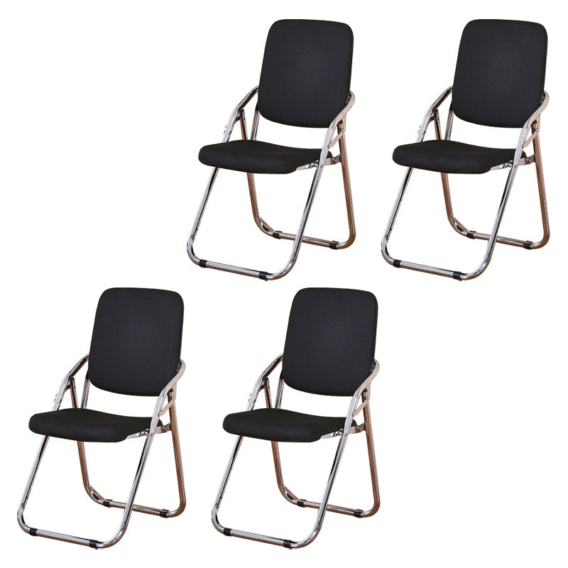 Modern Indoor-Outdoor Chair Metal Folding Armless Open Back Dining Side Chair Matte Black 4 Piece Set Clearhalo ' kitchen&dining_furn' 'Dining Chairs' 'Dining Tables & Seating' 'dining_chair' 'furn' 'furn_dining_chair' 'Furniture' 'furniture_dining_chair' 'Kitchen & Dining Furniture' 'kitchen' 3955792