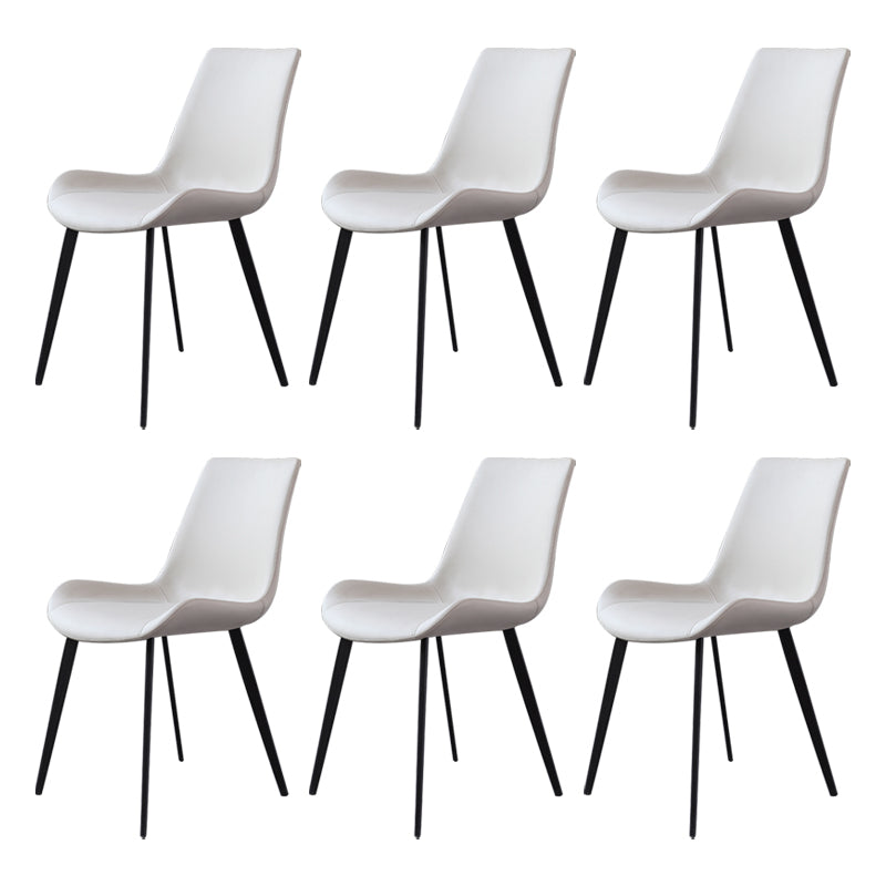 Contemporary Restaurant Leather Side Chair Matte Finish Parsons Dining Chairs White 6 Piece Set Clearhalo ' kitchen&dining_furn' 'Dining Chairs' 'Dining Tables & Seating' 'dining_chair' 'furn' 'furn_dining_chair' 'Furniture' 'furniture_dining_chair' 'Kitchen & Dining Furniture' 'kitchen' 3955997
