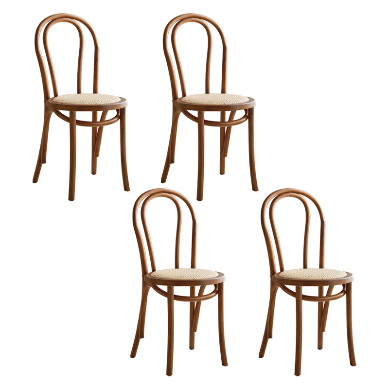 Contemporary Solid Beech Chairs Set Windsor Back Side Kitchen Dining Room Chairs Brown Wicker & Rattan 4 Piece Set Clearhalo ' kitchen&dining_furn' 'Dining Chairs' 'Dining Tables & Seating' 'dining_chair' 'furn' 'furn_dining_chair' 'Furniture' 'furniture_dining_chair' 'Kitchen & Dining Furniture' 'kitchen' 3956335